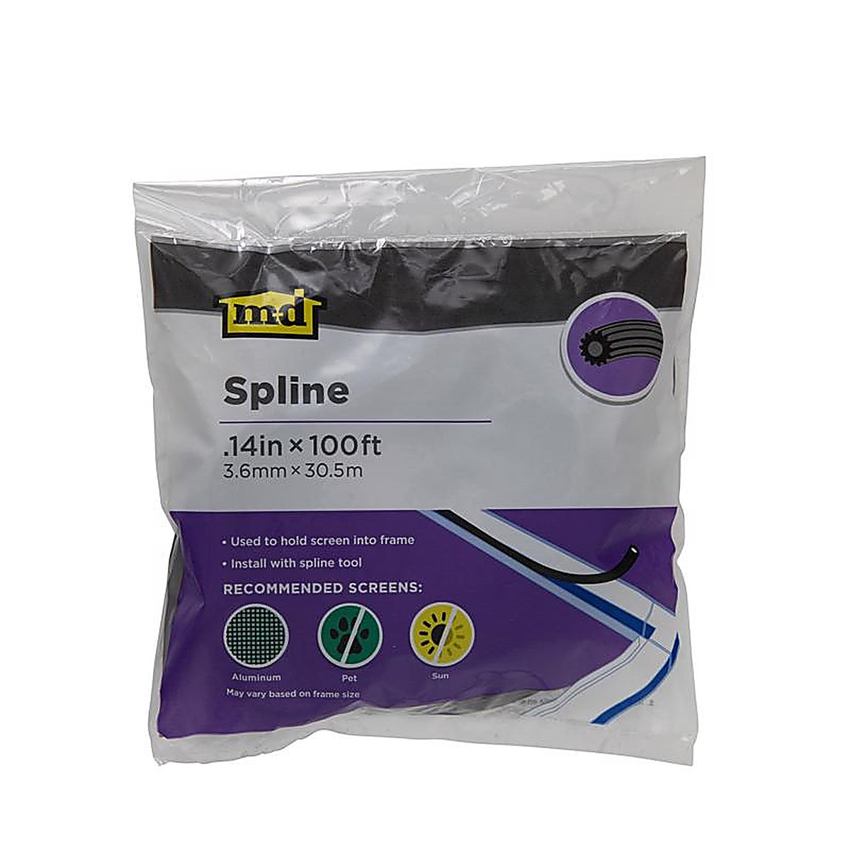 M-D - 14160 - 0.14 in. D X 100 ft. L Screen Spline