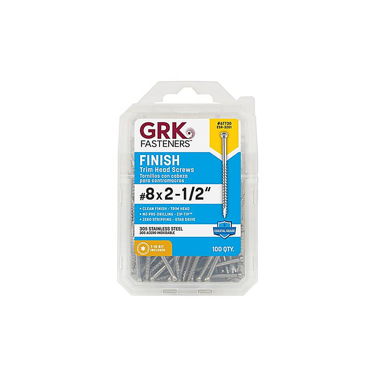 GRK Fasteners - 67730 - No. 8 x 2-1/2 in. L Star Trim Head Construction Screws - 100/Pack