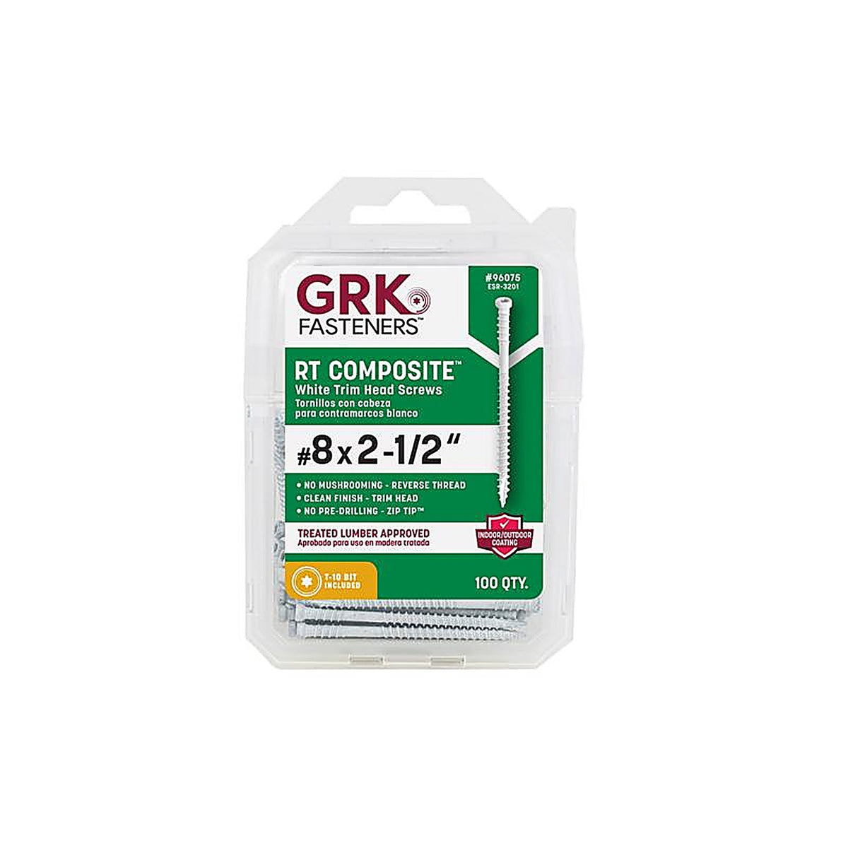 GRK Fasteners - 96075 - UberGrade No. 8 x 2-1/2 in. L Star Trim Head Construction Screws - 100/Pack