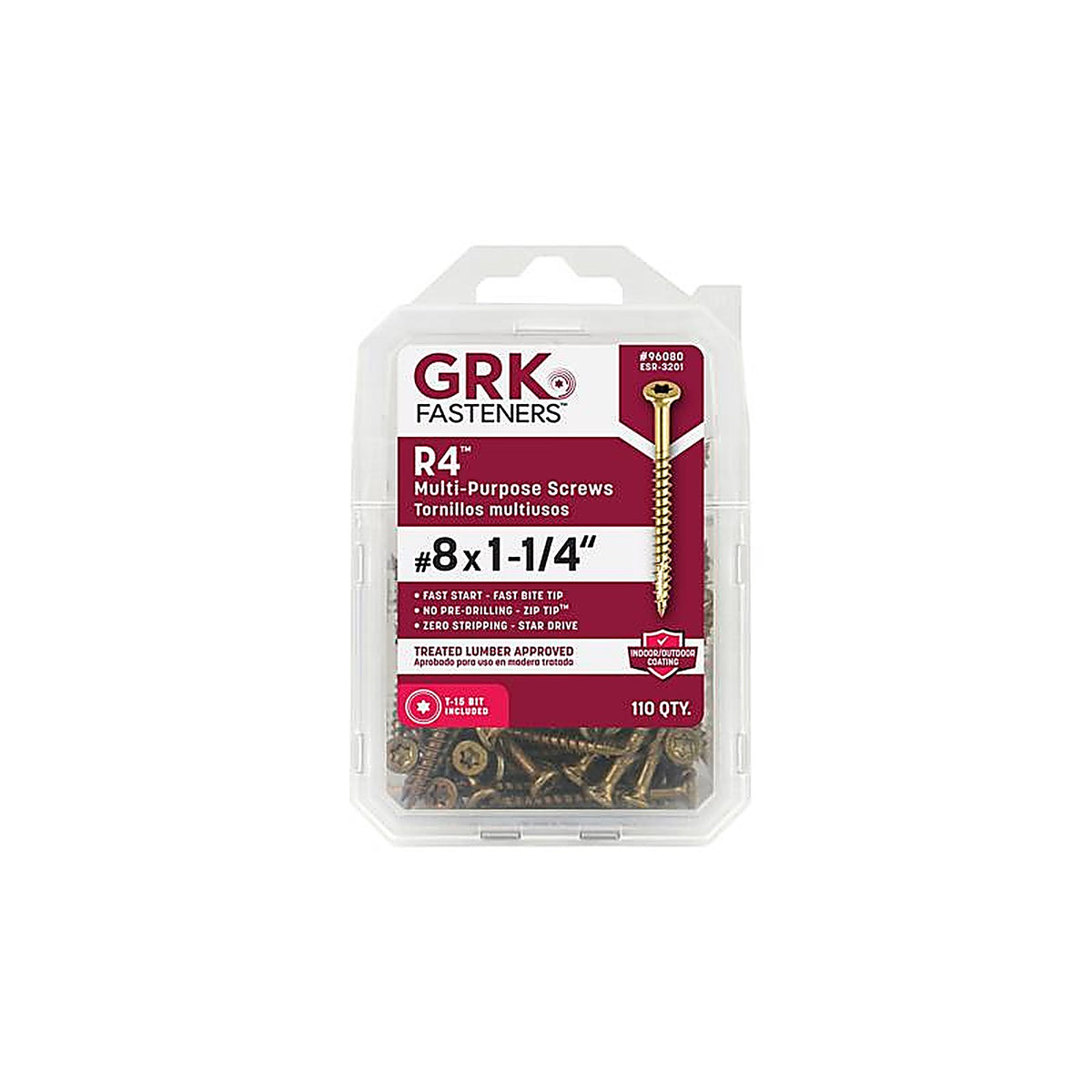 GRK Fasteners - 96080 - UberGrade No. 8 x 1-1/4 in. L Star Flat Head Multi-Purpose Screw - 110/Pack
