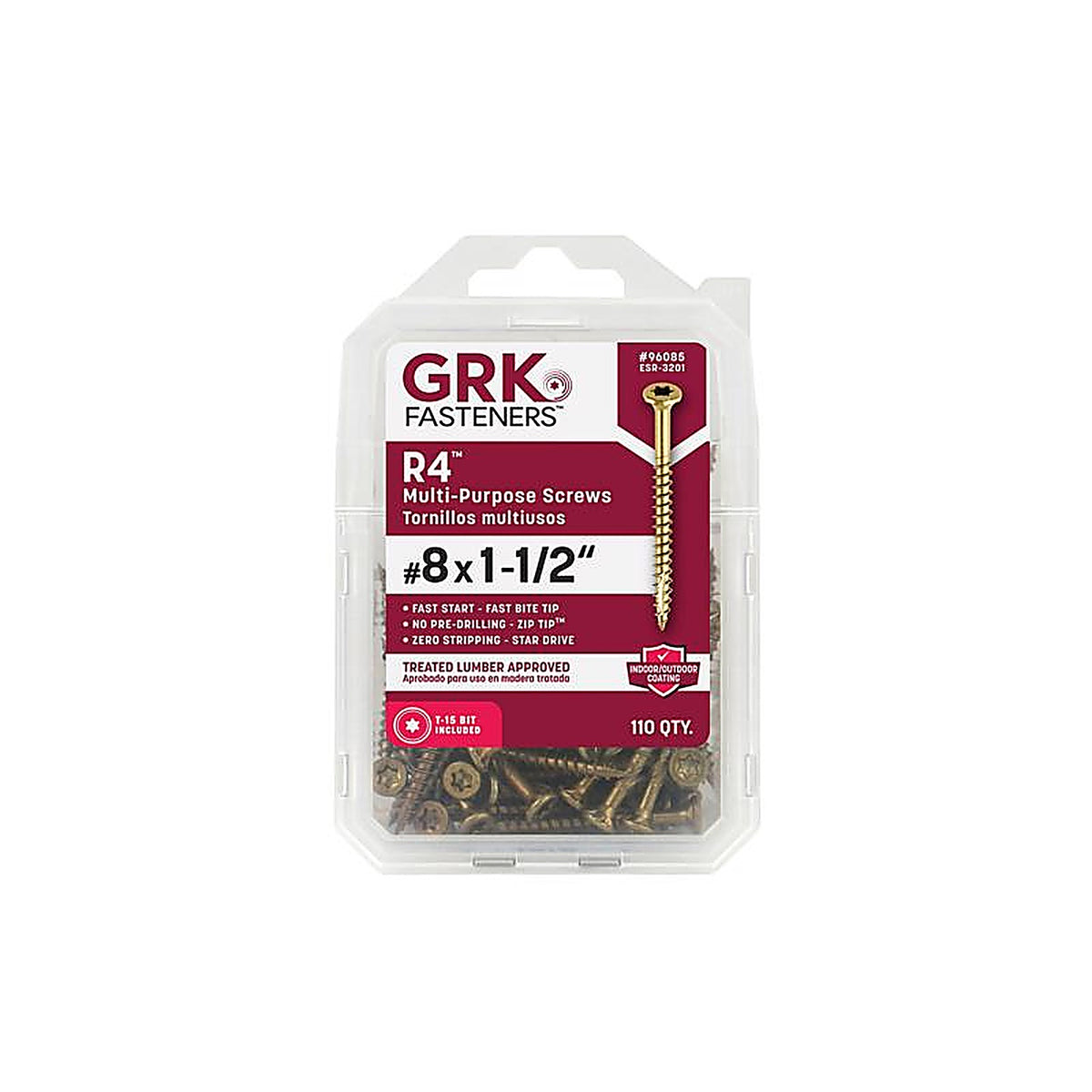 GRK Fasteners - 96085 - UberGrade No. 8 x 1-1/2 in. L Star Flat Head Multi-Purpose Screw - 110/Pack