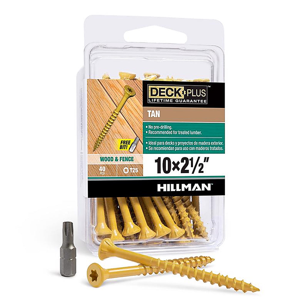 Deck Plus - 42593 - No. 10 x 2-1/2 in. L Star Flat Head Exterior Deck Screws - 40/Pack