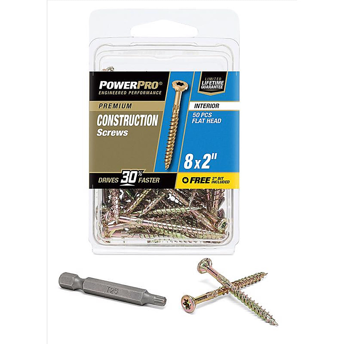 Hillman - 42470 - Power Pro No. 8 x 2 in. L Star Wood Screws - 50/Pack