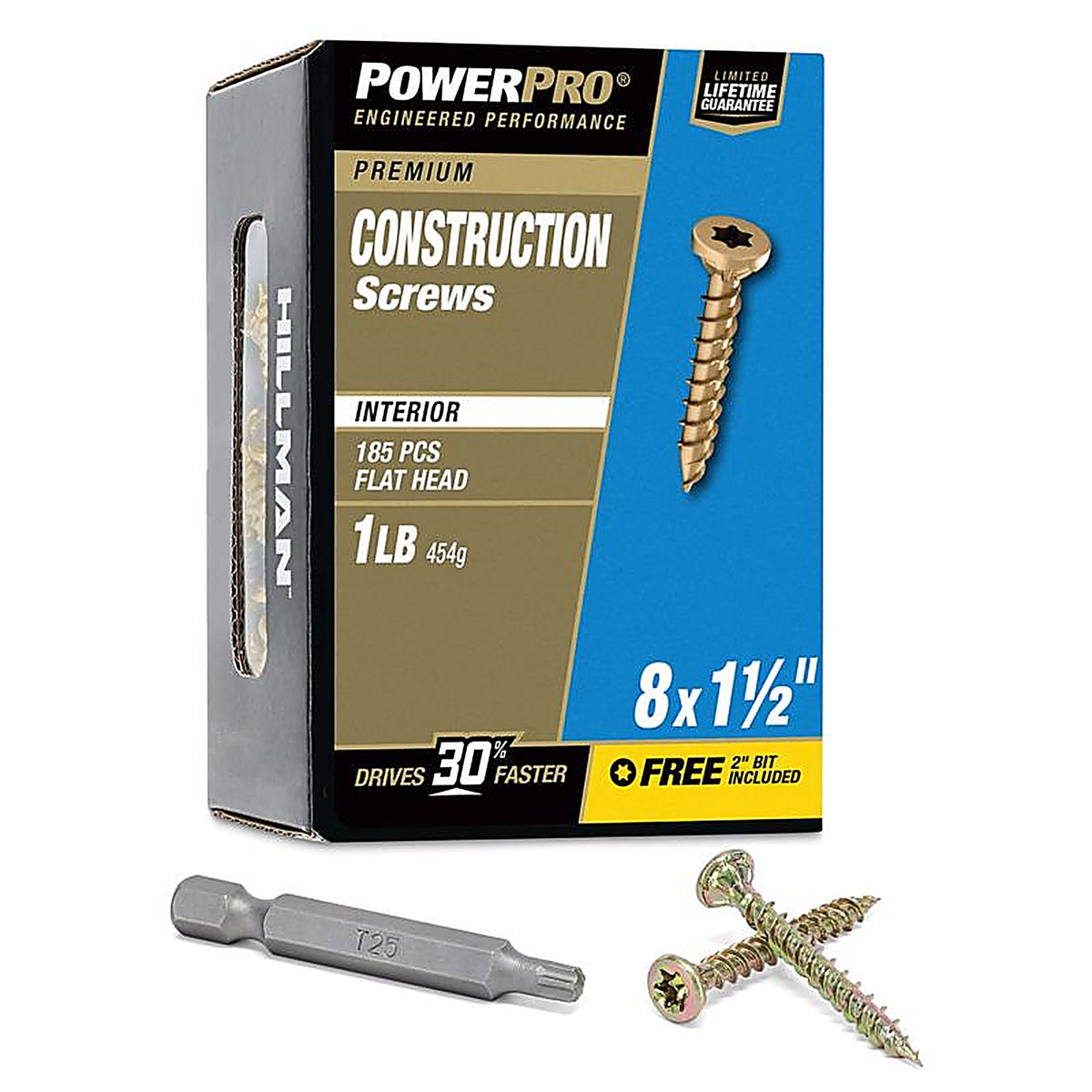 Hillman - 48579 - Power Pro No. 8 x 1-1/2 in. L Star Wood Screws 1