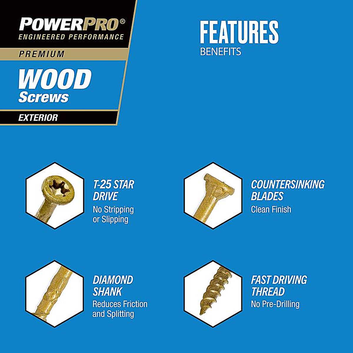 Hillman - 48613 - Power Pro No. 10 x 3 in. L Star Flat Head Exterior Deck Screws 5 lb.