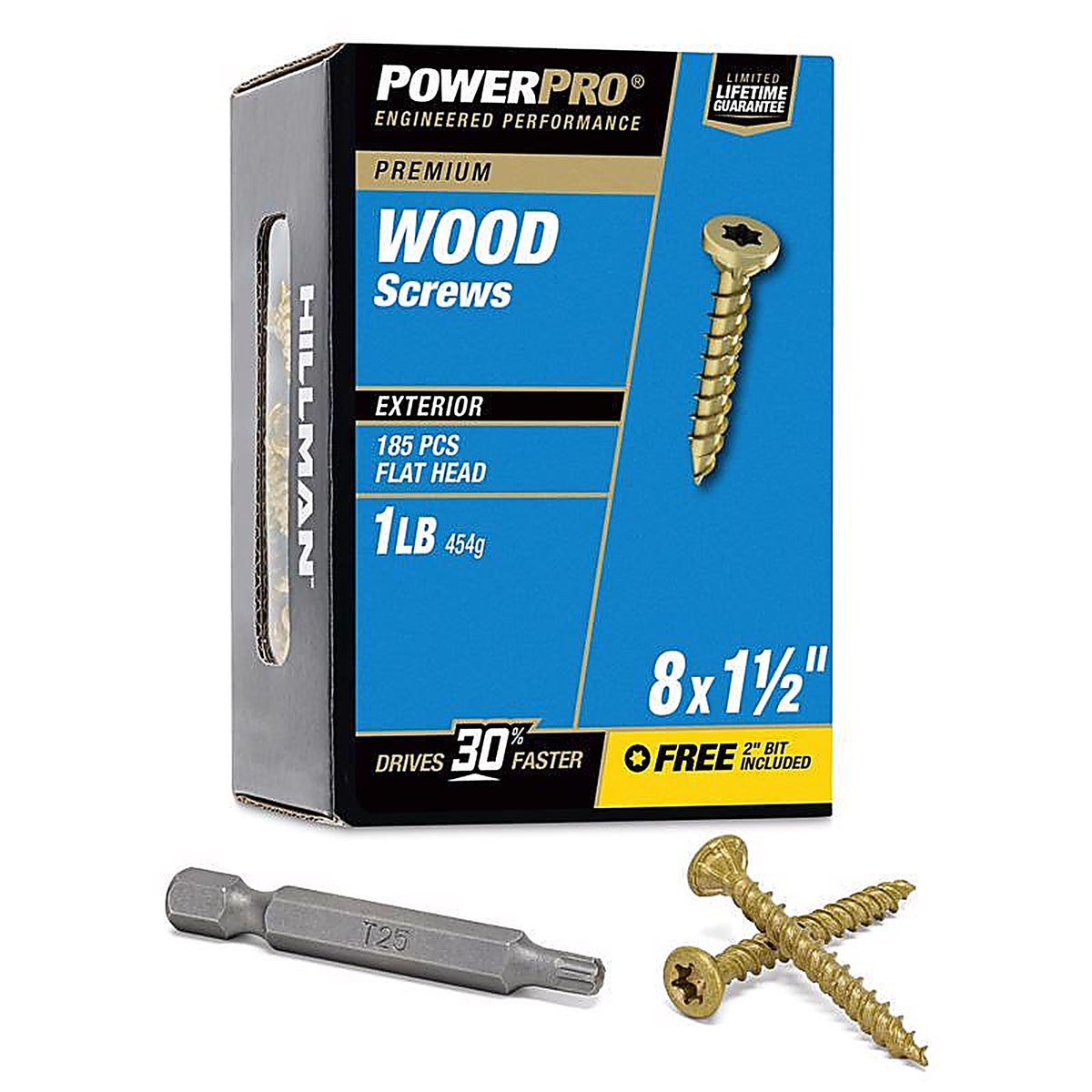 Hillman - 48595 - Power Pro No. 8 x 1-1/2 in. L Star Exterior Wood Screw 1