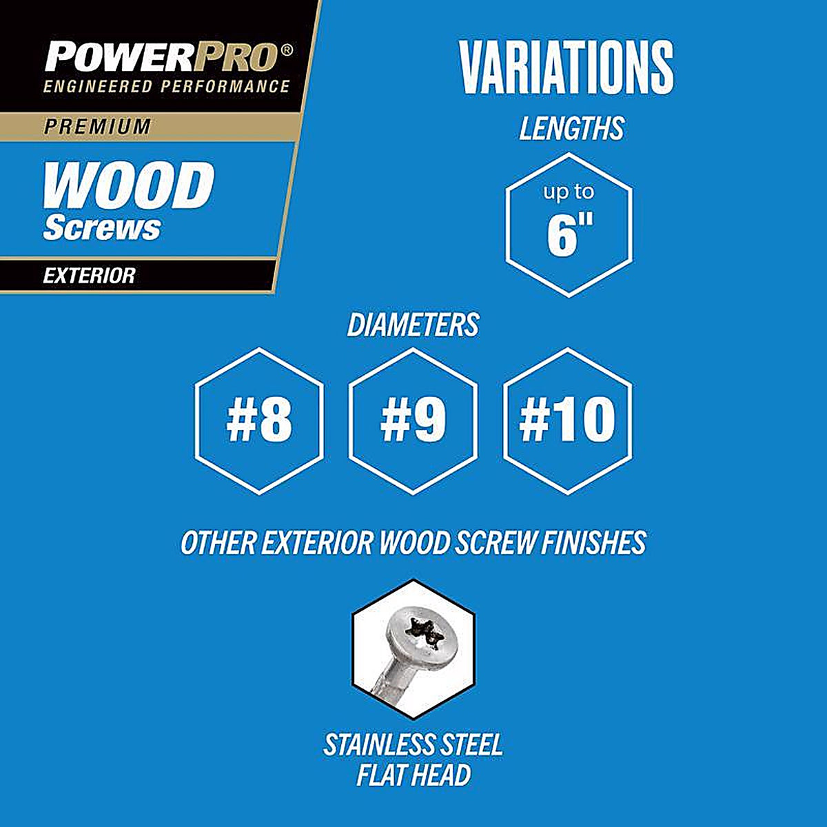 Hillman - 48595 - Power Pro No. 8 x 1-1/2 in. L Star Exterior Wood Screw 1