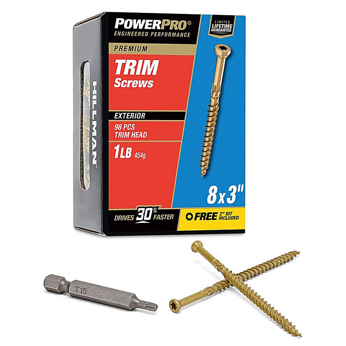 Hillman - 48633 - Power Pro No. 8 x 3 in. L Star Trim Screws 1 - 1/Pack