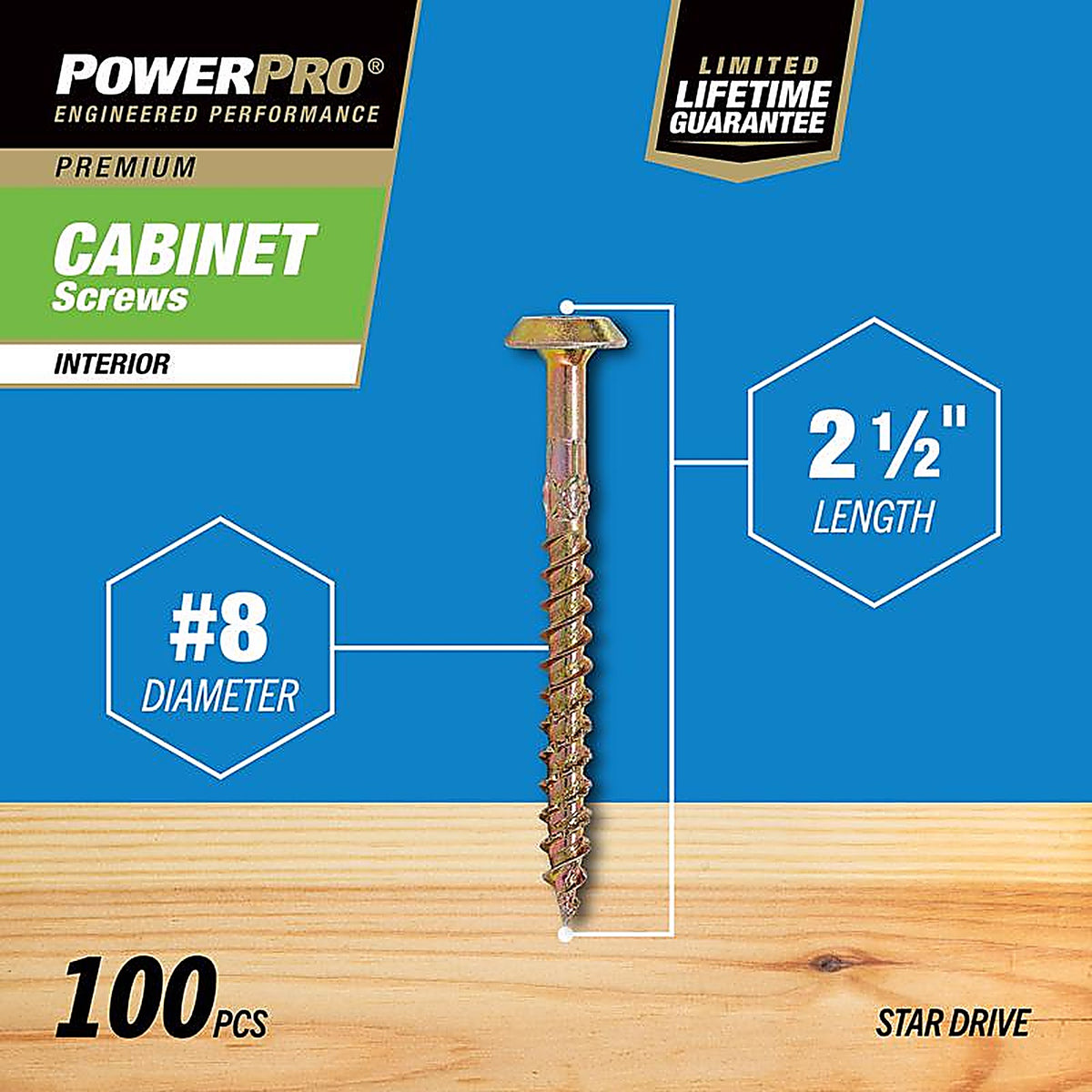 Hillman - 48648 - Power Pro No. 8 x 2-1/2 in. L Star Cabinet Screws 1lb