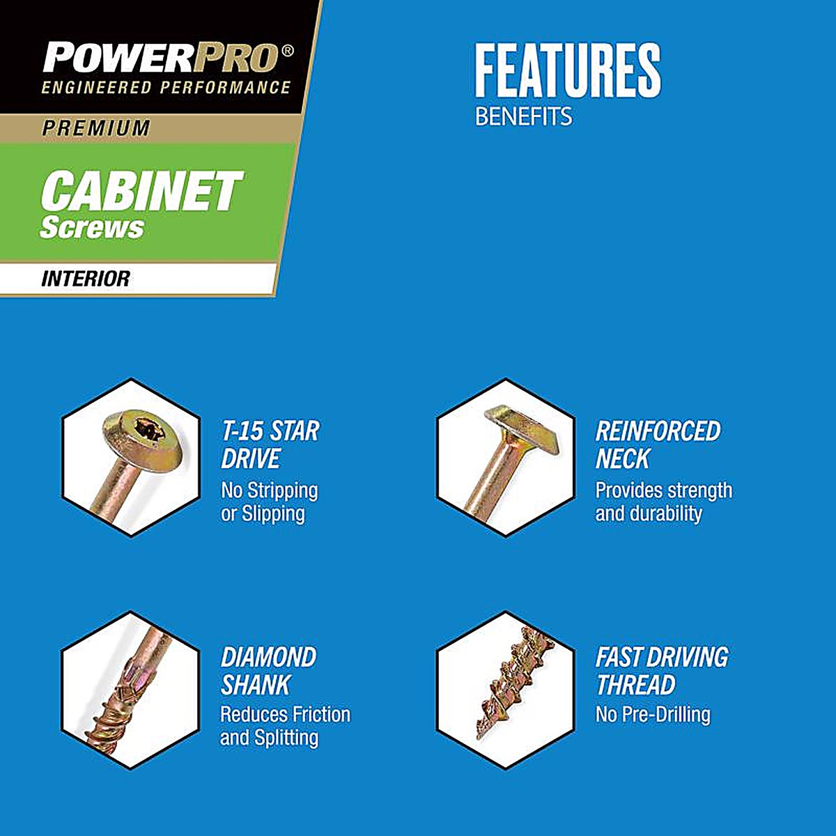 Hillman - 48648 - Power Pro No. 8 x 2-1/2 in. L Star Cabinet Screws 1lb