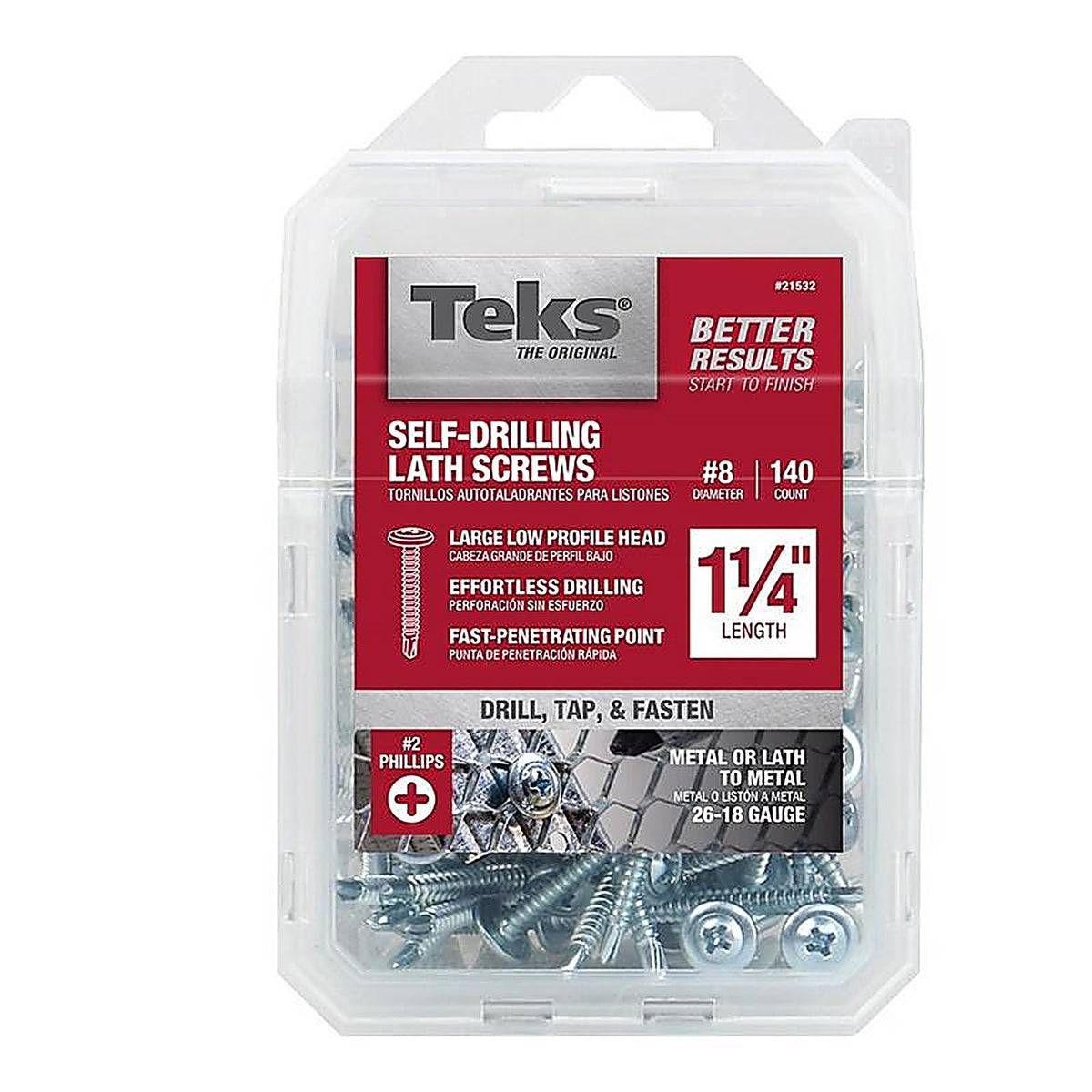 Teks - 21532 - No. 8 x 1-1/4 in. L Phillips Truss Head Lath Screws - 140/Pack