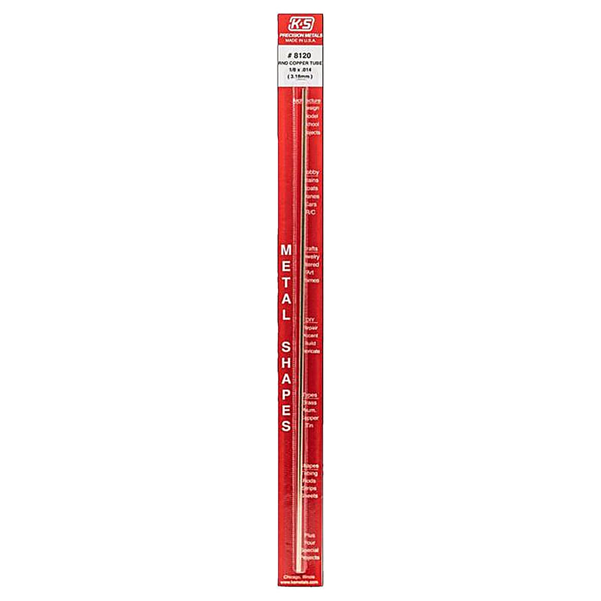 K&S - 8120 - 1/8 in. Dia. x 1 ft. L Copper Tubing