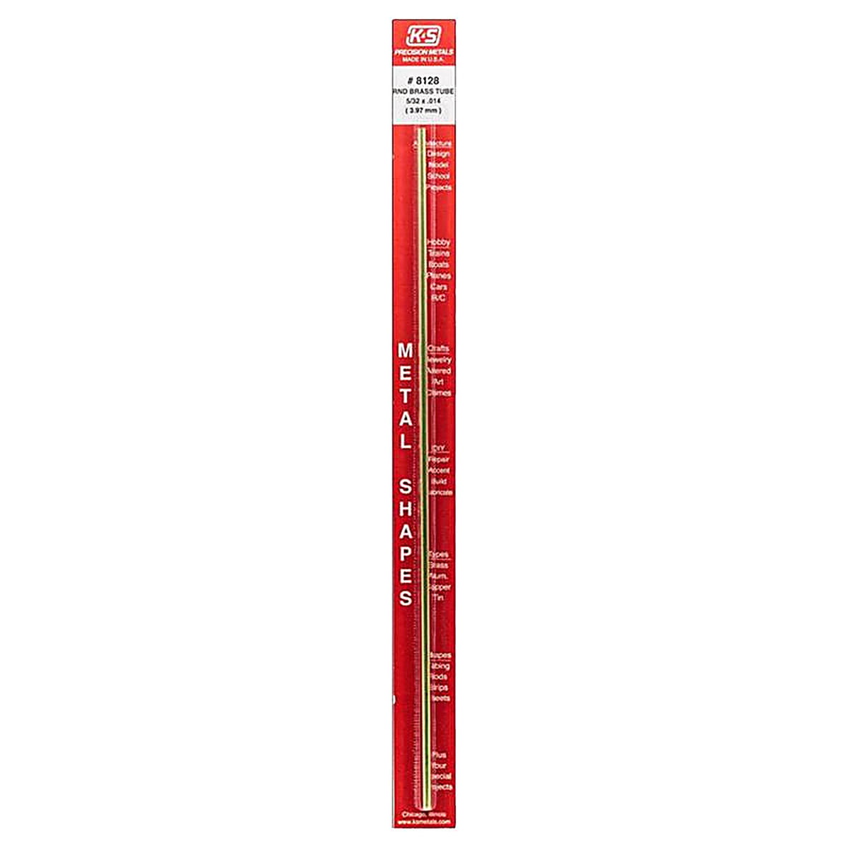 K&S - 8128 - 5/32 in. Dia. x 12 in. L Round Brass Tube - 1/Pack