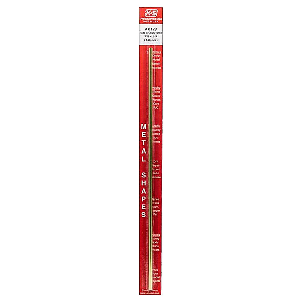 K&S - 8129 - 3/16 in. Dia. x 12 in. L Round Brass Tube - 1/Pack