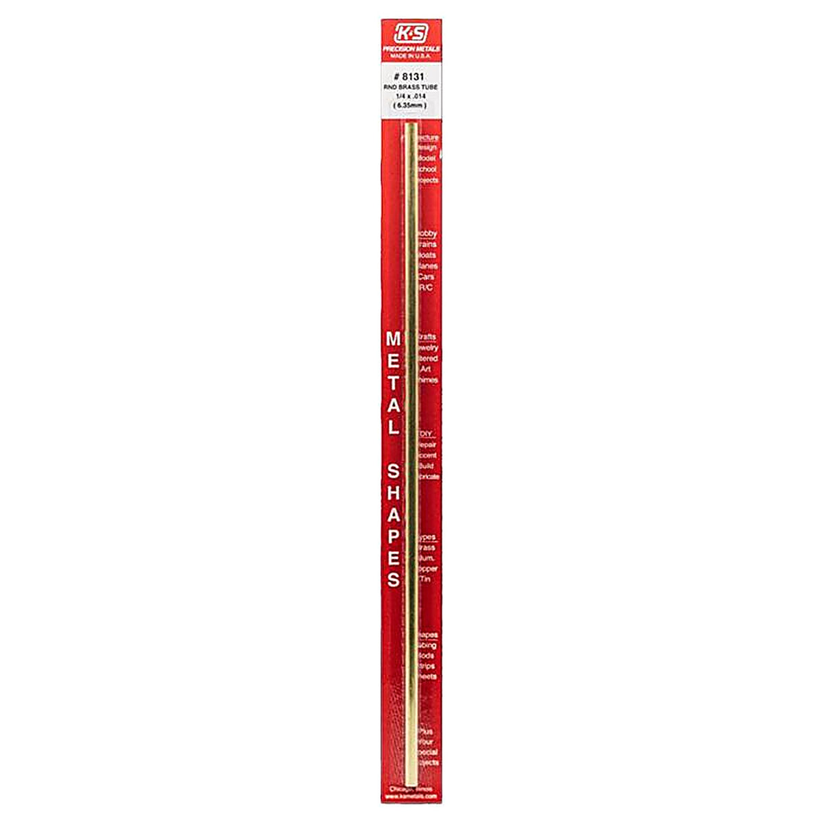 K&S - 8131 - 1/4 in. Dia. x 12 in. L Round Brass Tube - 1/Pack