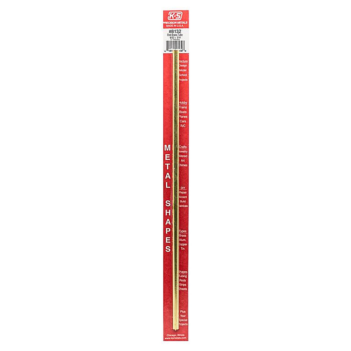 K&S - 8132 - 9/32 in. Dia. x 12 in. L Round Brass Tube - 1/Pack