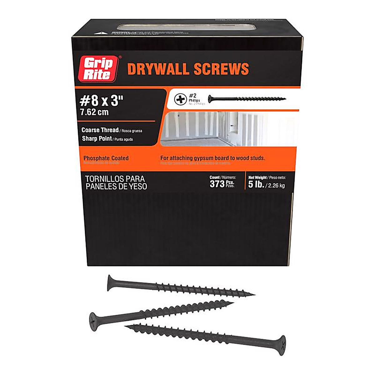 Grip-Rite - 3CDWS5 - No. 8 x 3 in. L Phillips Drywall Screws 5 lb. - 415/Pack