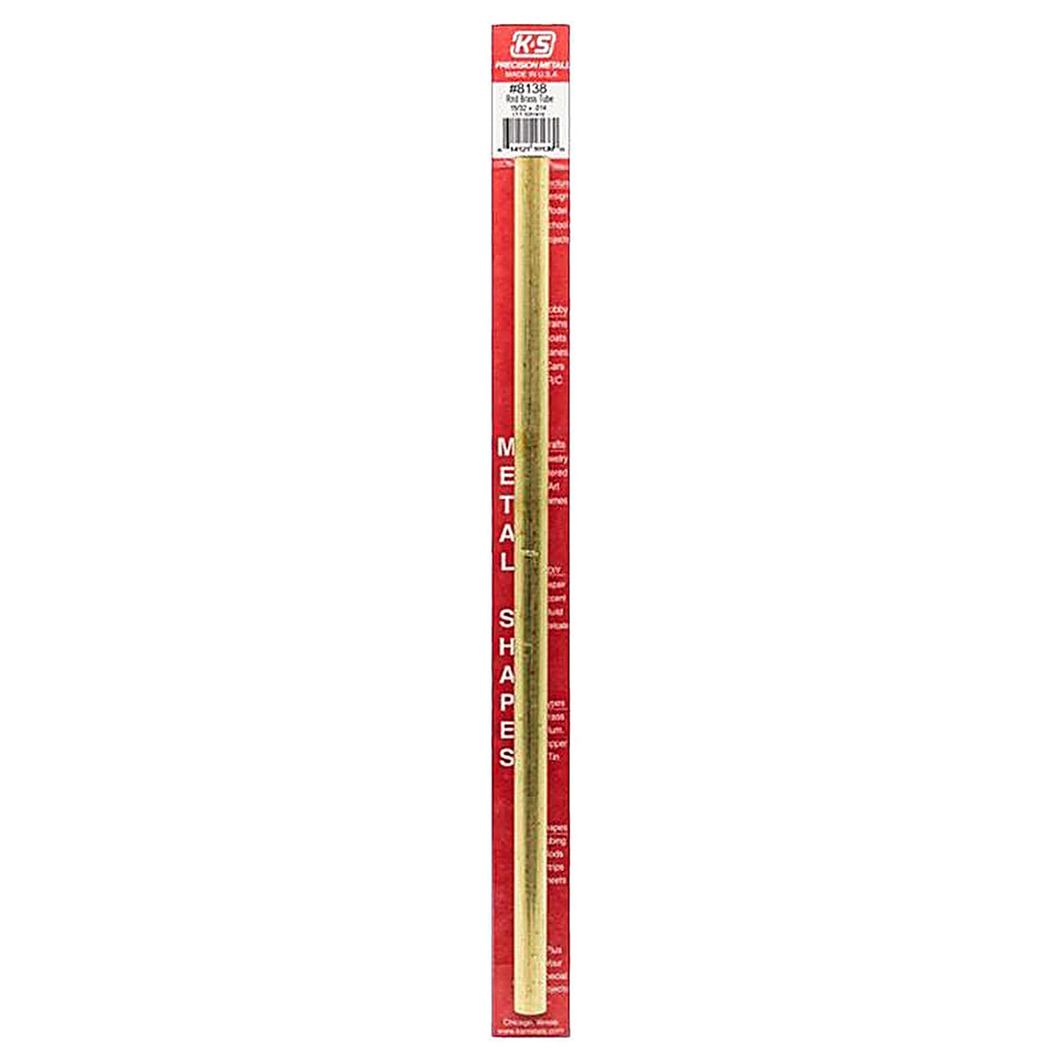 K&S - 8138 - 15/32 in. Dia. x 12 in. L Round Brass Tube - 1/Pack