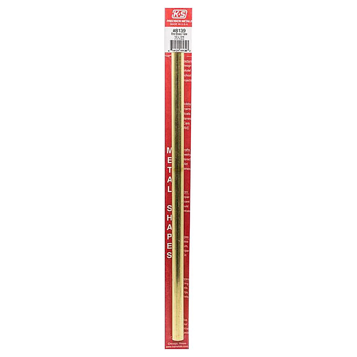 K&S - 8139 - 1/2 in. Dia. x 12 in. L Round Brass Tube - 1/Pack