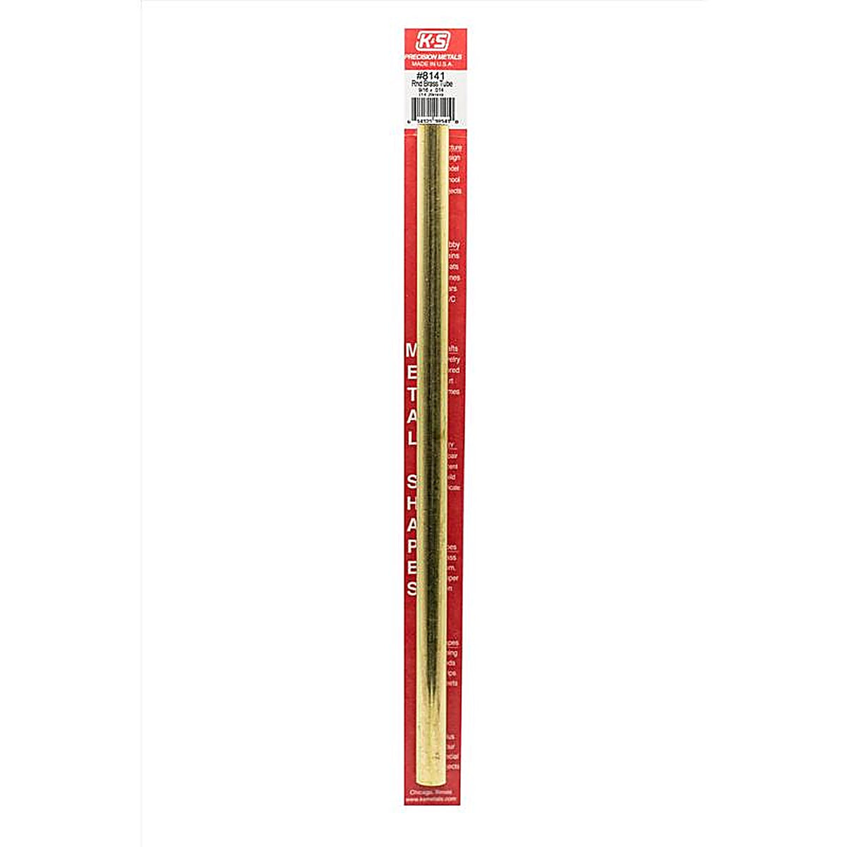 K&S - 8141 - 9/16 in. Dia. x 12 in. L Round Brass Tube - 1/Pack