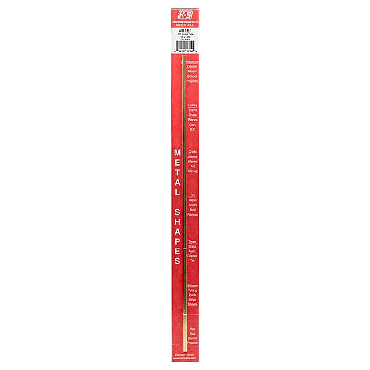 K&S - 8151 - 1/8 in. W x 12 in. L Square Brass Tube - 1/Pack