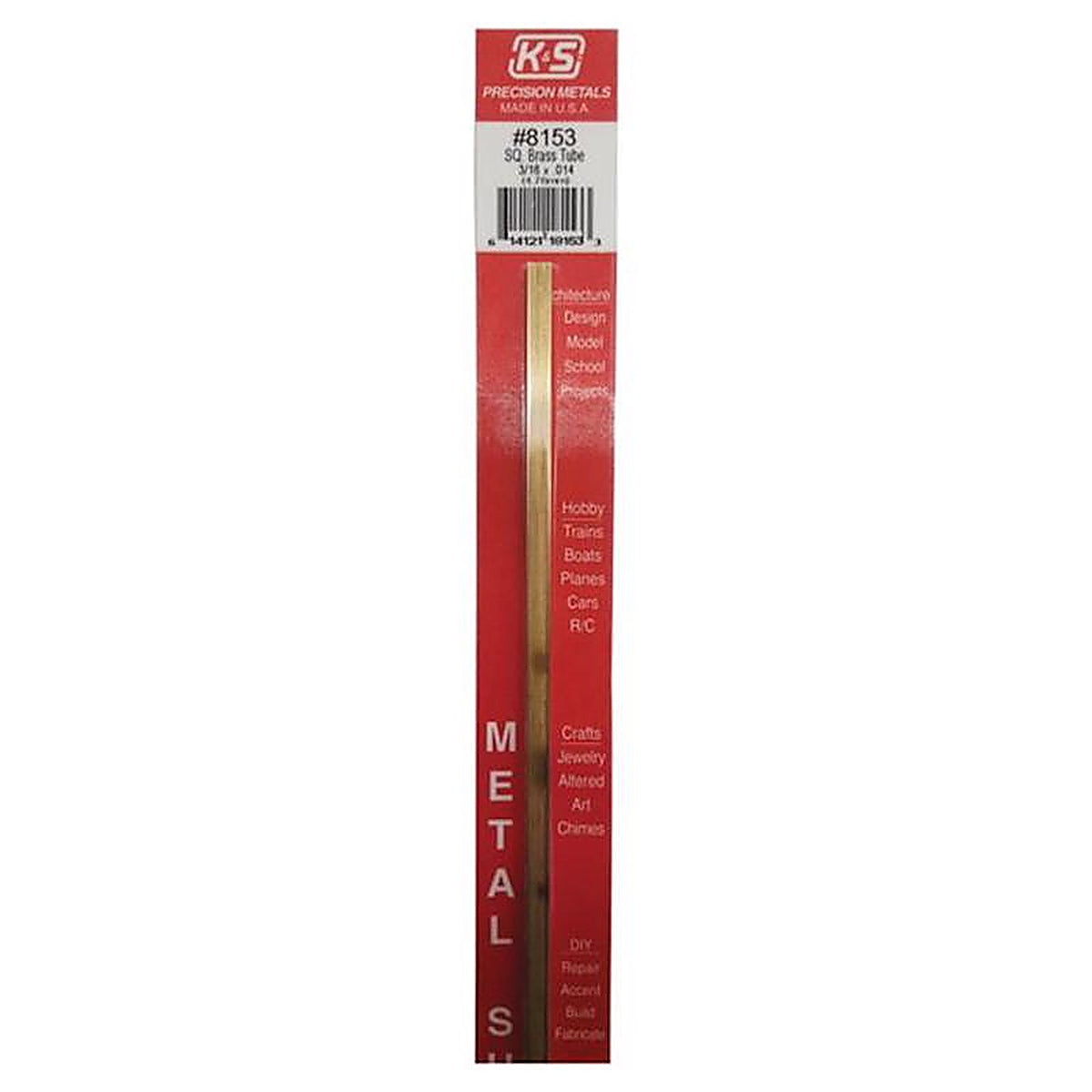 K&S - 8153 - 3/16 in. W x 12 in. L Square Brass Tube - 1/Pack