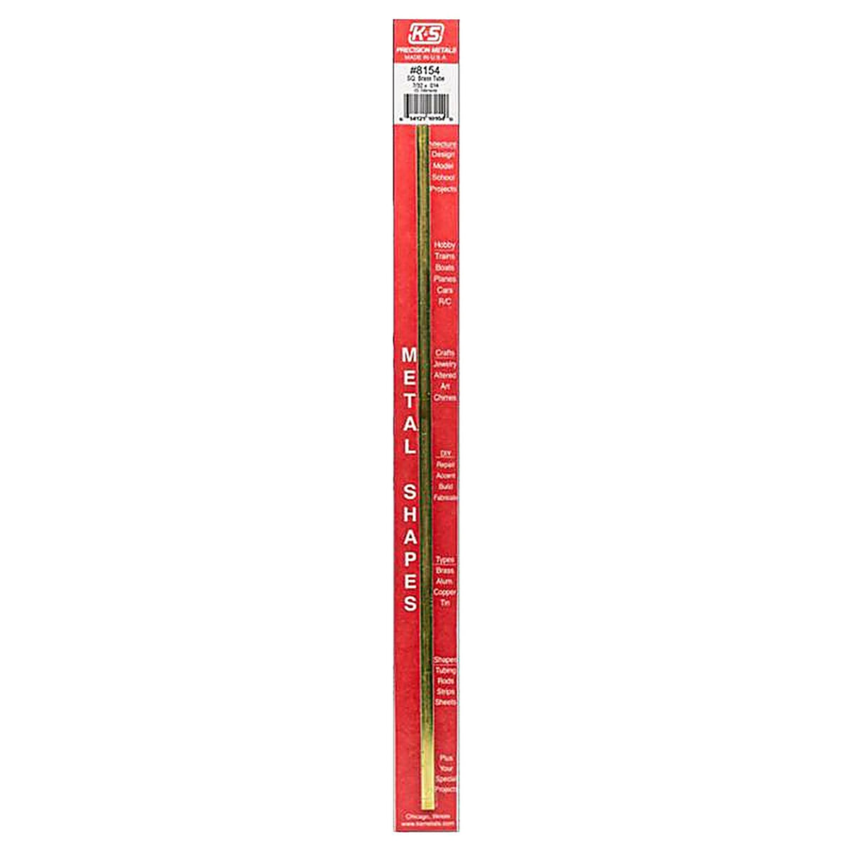 K&S - 8154 - 7/32 in. W x 12 in. L Square Brass Tube - 1/Pack