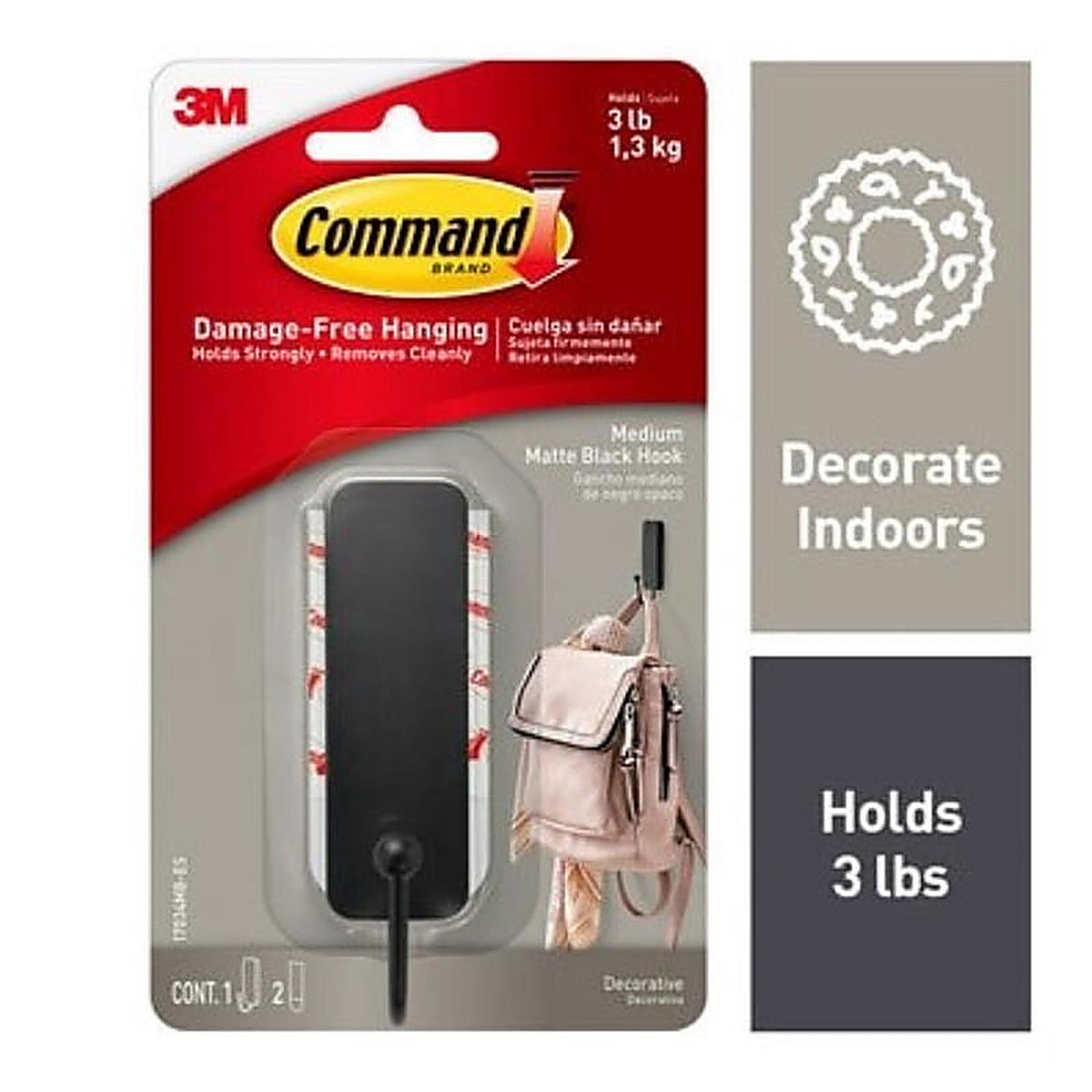 3M - 17034MB-ES - Command Medium Metal Hook 1.25 in. L 1 pk