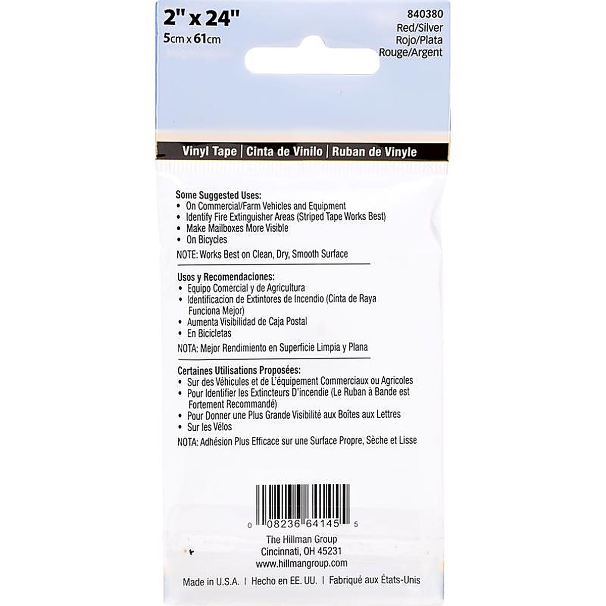 Hillman - 840380 - 2 in. W x 24 in. L Red/White Reflective Safety Tape - 1/Pack