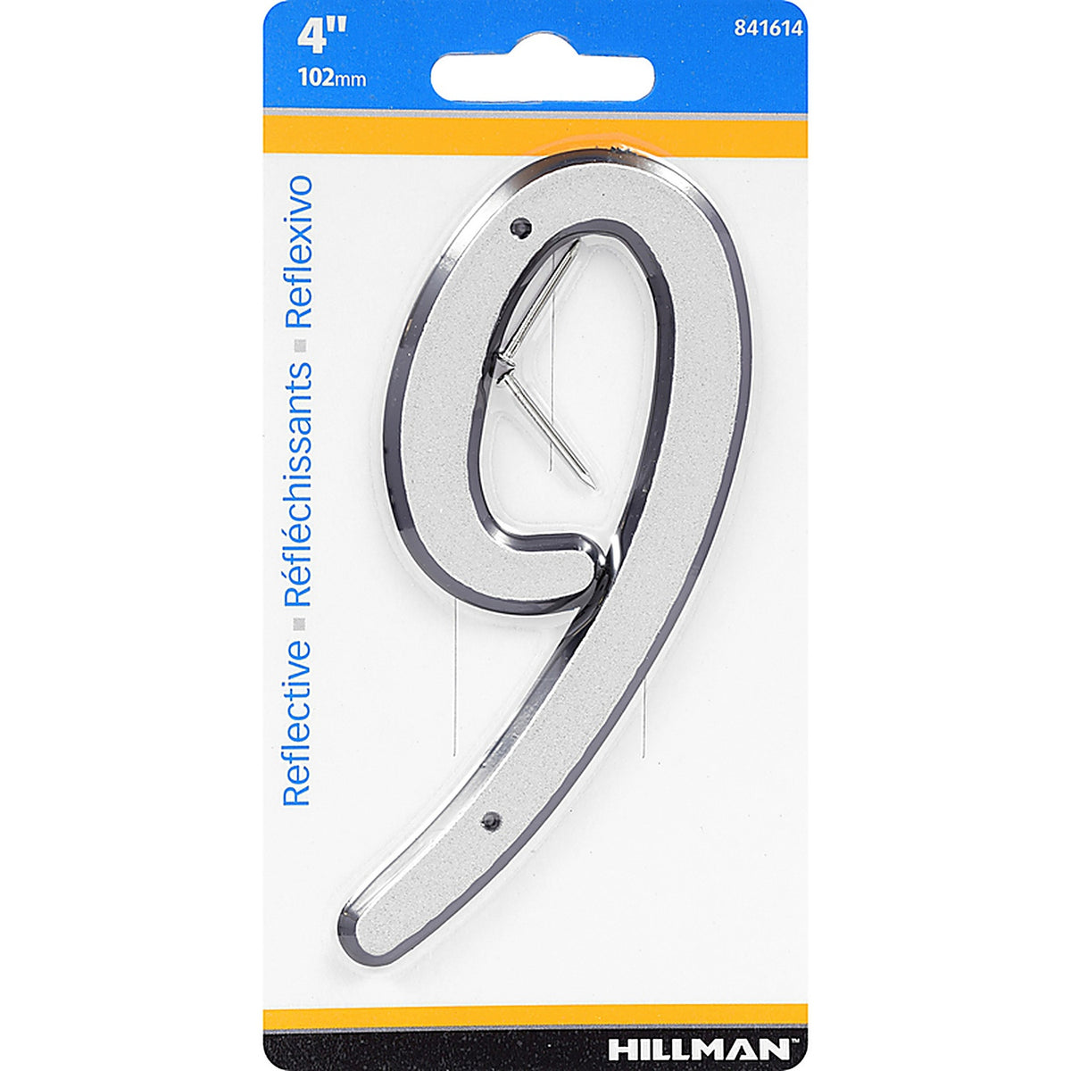 Hillman - 841614 - 4 in. Reflective Silver Plastic Nail-On Number 9 1/pc.