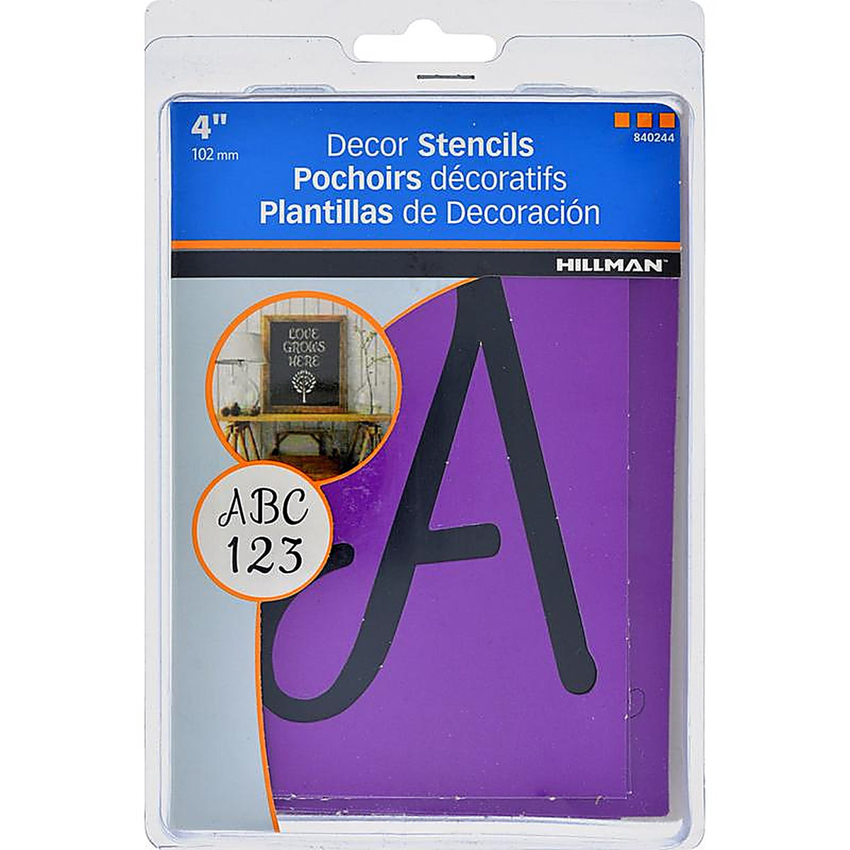 Hillman - 840244 - 4 in. Card Stock Decor Stencil Set 38/Pack