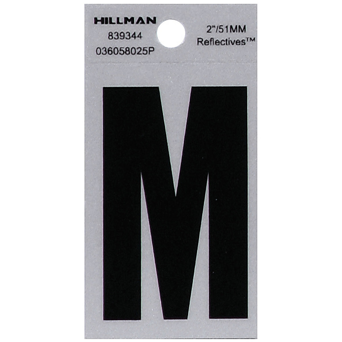 Hillman - 839344 - 2 in. Reflective Black Mylar Self-Adhesive Letter M 1/pc.