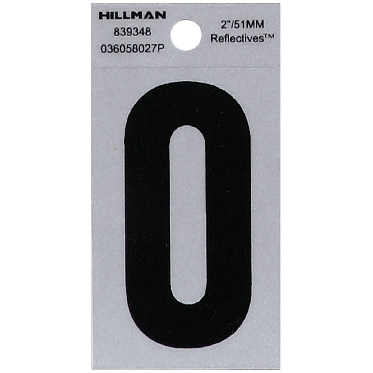 Hillman - 839348 - 2 in. Reflective Black Mylar Self-Adhesive Letter O 1/pc.