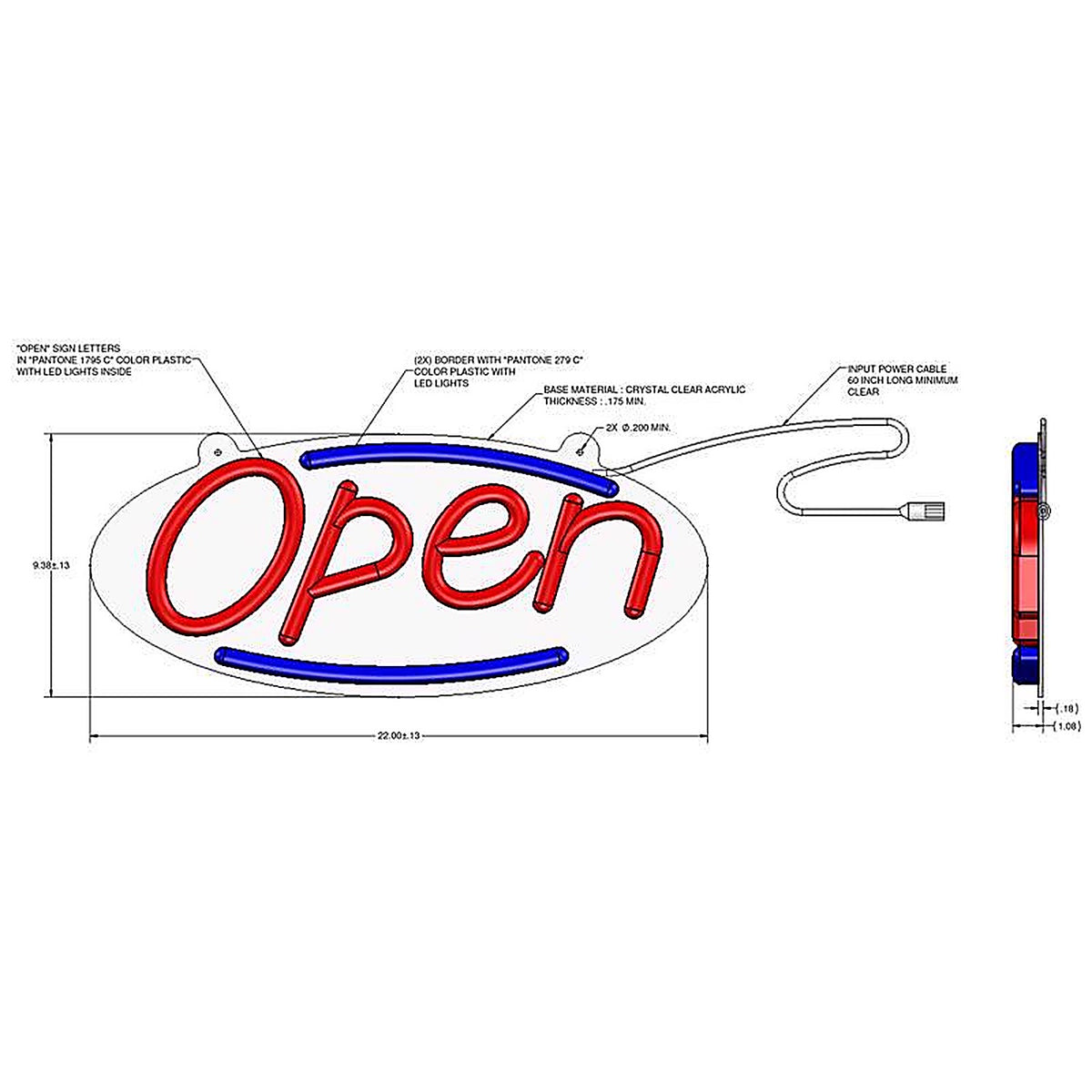Hillman - 848897 - Plastic Indoor and Outdoor LED Lighted Open Sign
