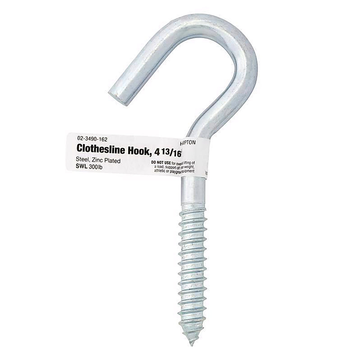Hampton - 02-3490-162 - Small Zinc-Plated Silver Steel 4.8125 in. L Clothesline Hook 300 lb. - 1/Pack