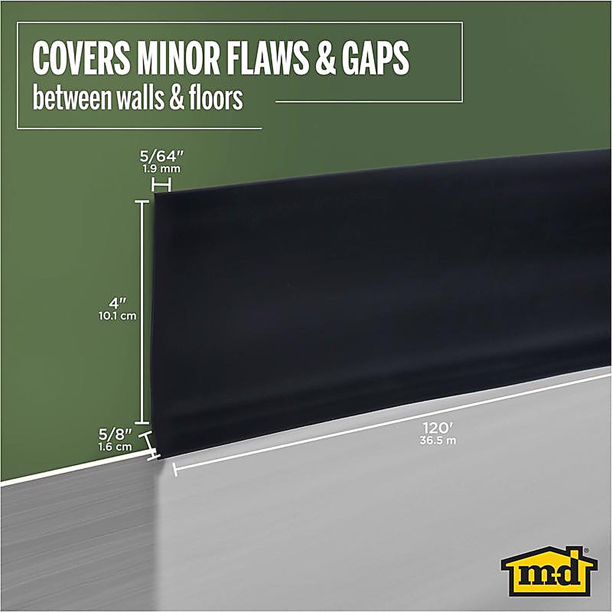 M-D - 75457 - 4 in. H x 120 ft. L Prefinished Black Vinyl Wall Base