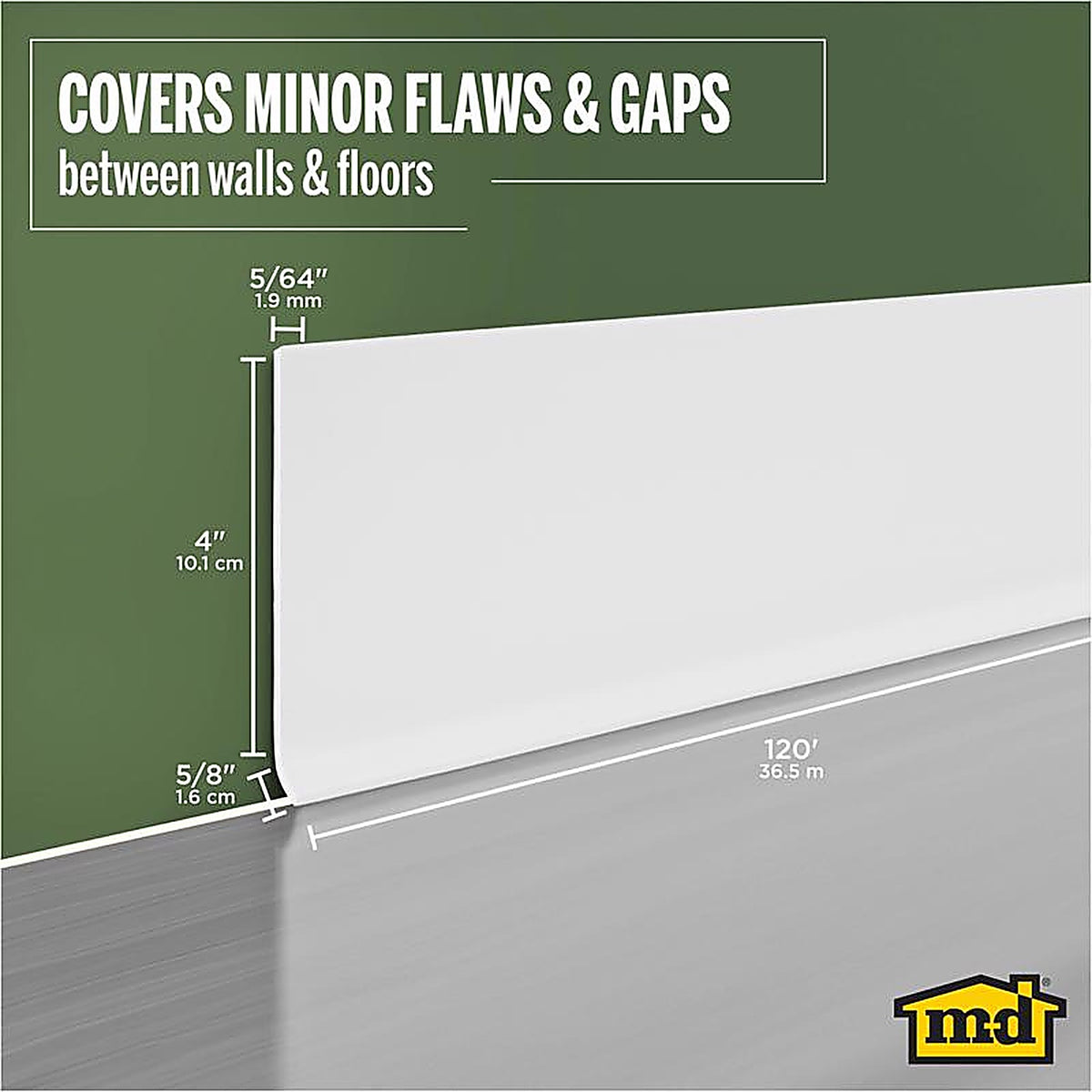 M-D - 75507 - 4 in. H X 120 ft. L Snow White Vinyl Wall Base
