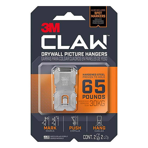 3M - 3PH65M-2ES - Claw Silver Drywall All Purpose Hanger 65 lb 2 pk