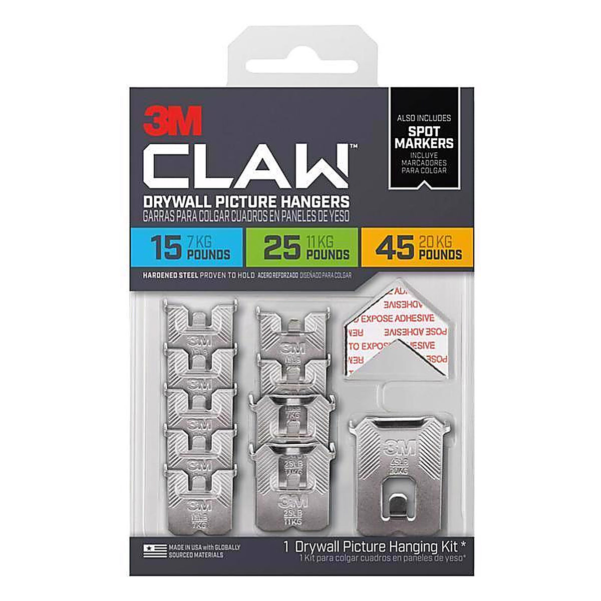 3M - 3PHKITM-10ES - Claw Drywall Picture Hanging Set 45 lb 10 pc