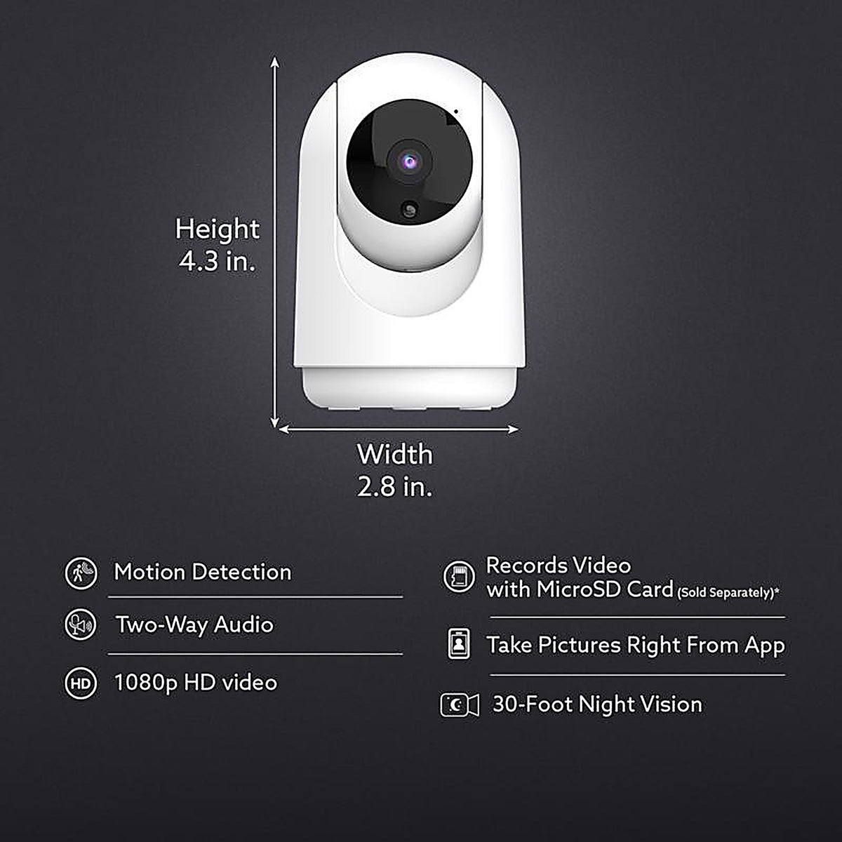 Feit Electric - CAM/PAN/WIFI - Plug-in Indoor Gray Wi-Fi Security Camera