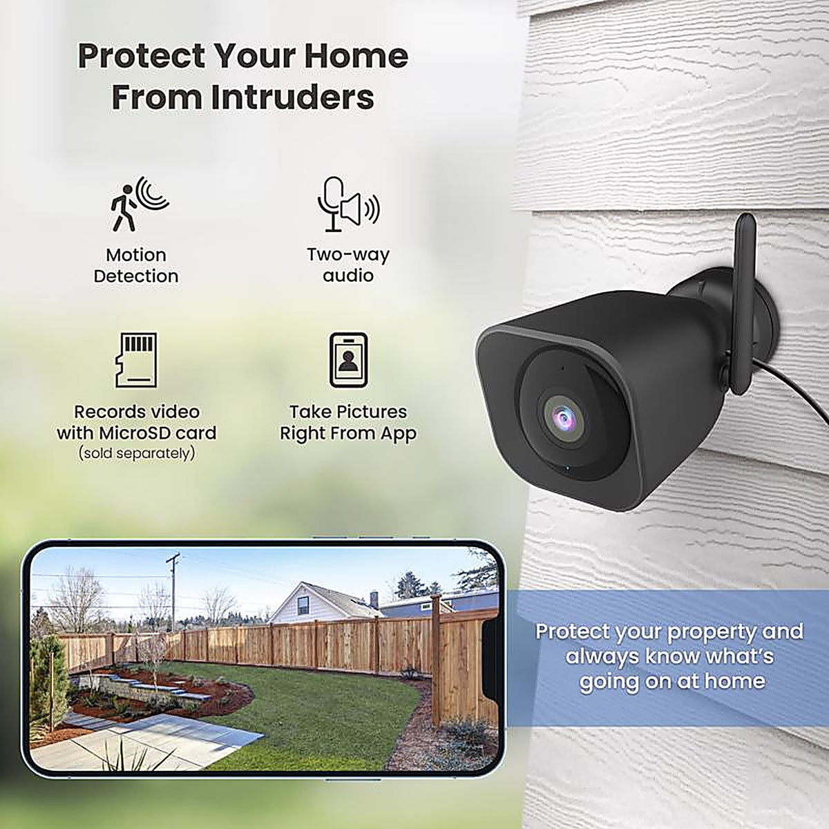 Feit Electric - CAM/WM/WIFI - Plug-in Outdoor Black Wi-Fi Security Camera