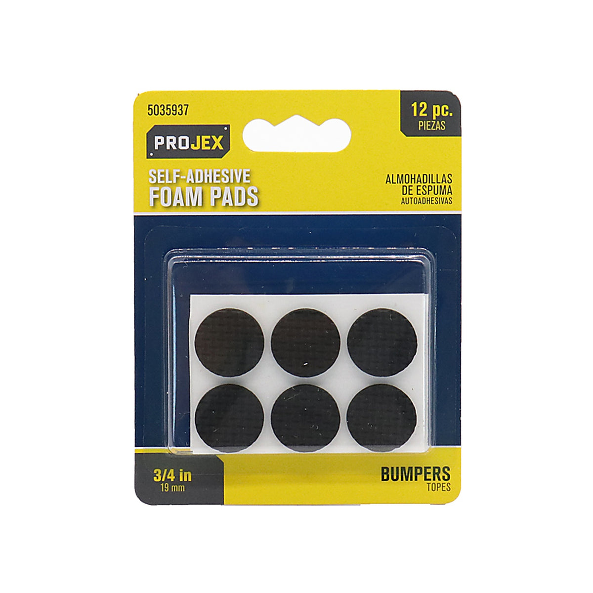 Projex - P0125 - Foam Self Adhesive Non-Skid Pad Black Round 3/4 in. W 12 pk