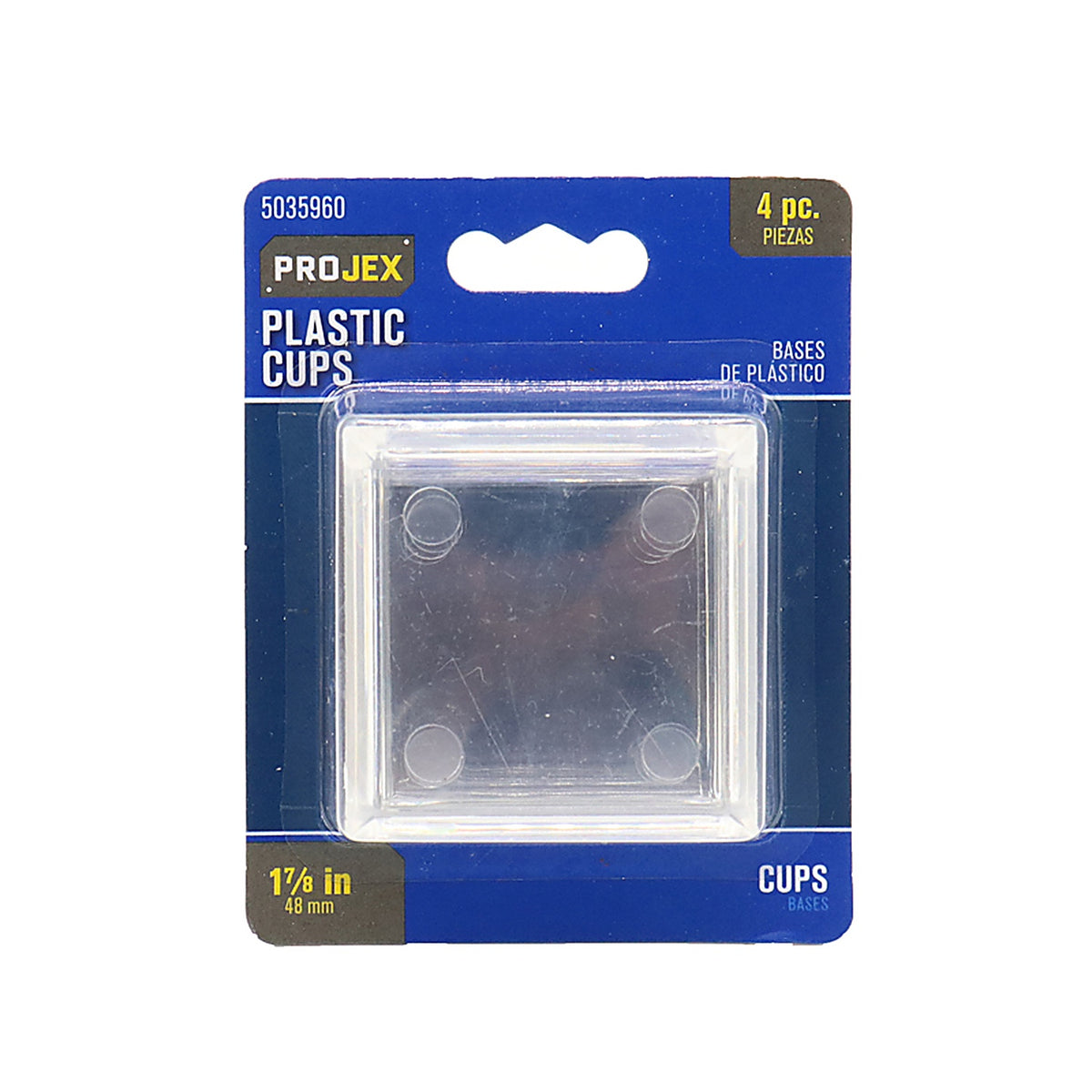 Projex - P0019 - Plastic Caster Cup Clear Square 1-7/8 in. W X 1-7/8 in. L 4 pk