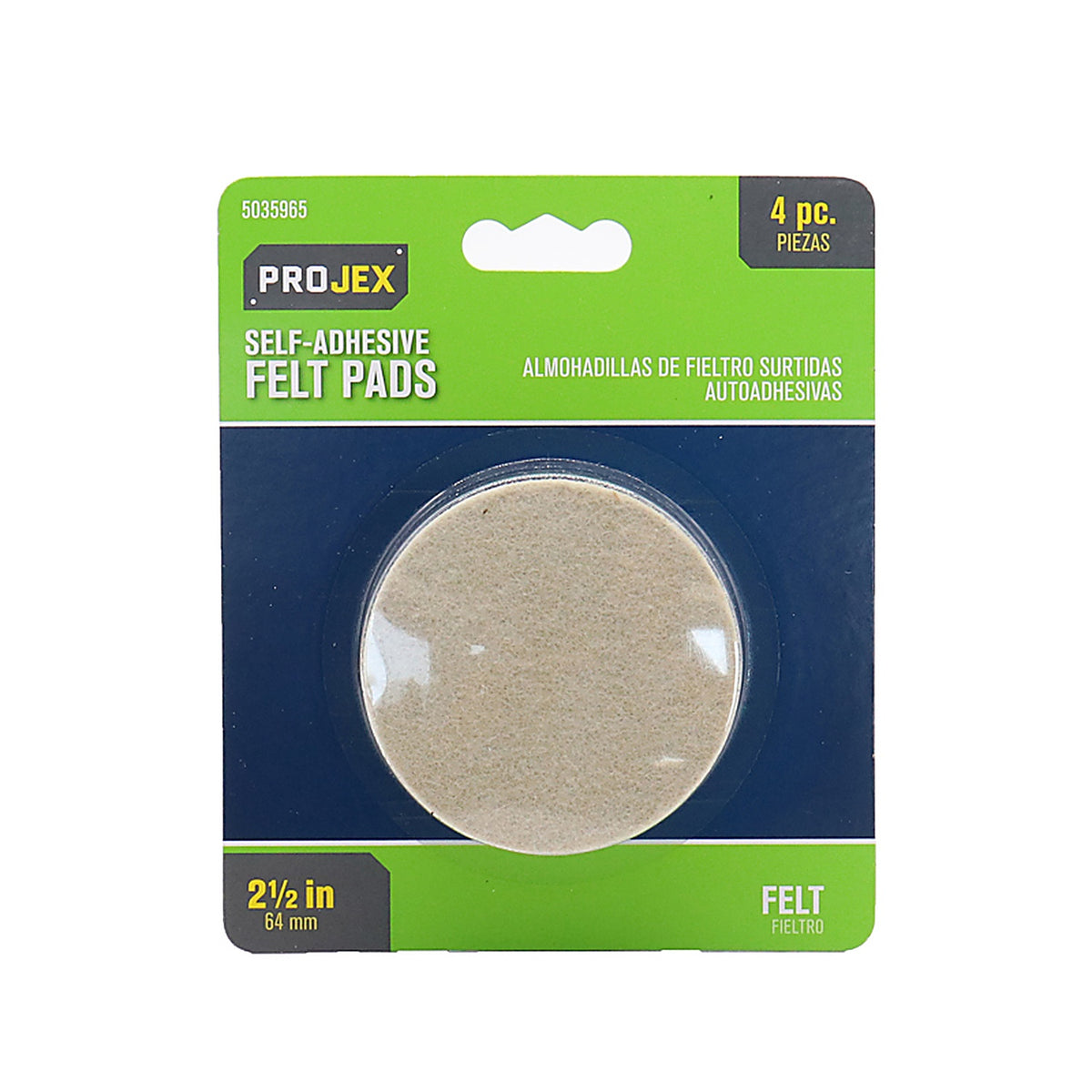 Projex - P0103 - Felt Self Adhesive Surface Pad Brown Round 2-1/2 in. W 4 pk