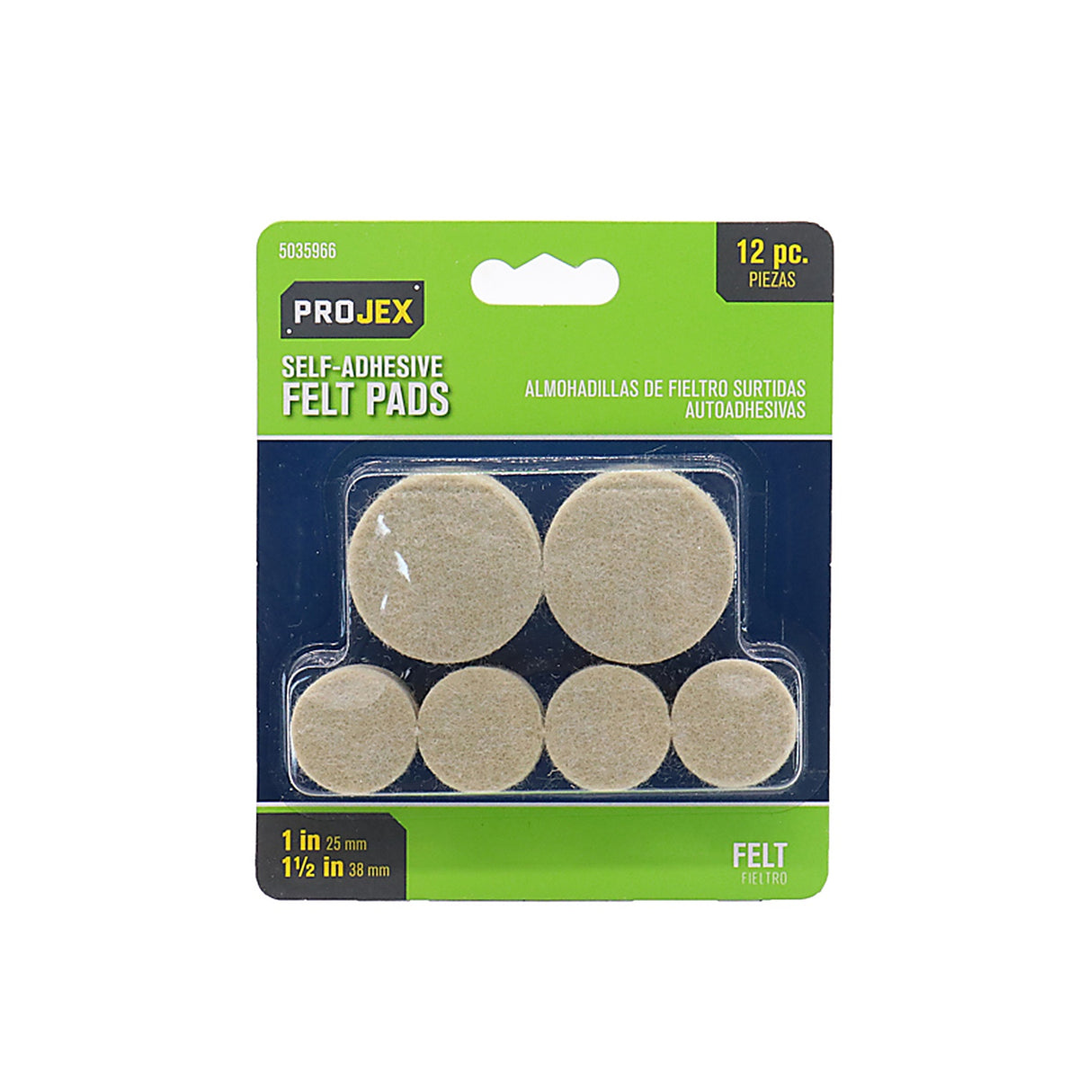 Projex - P0104 - Felt Self Adhesive Table/Chair Pad Brown Round 1 and 1-1/2 in. W 12 pk