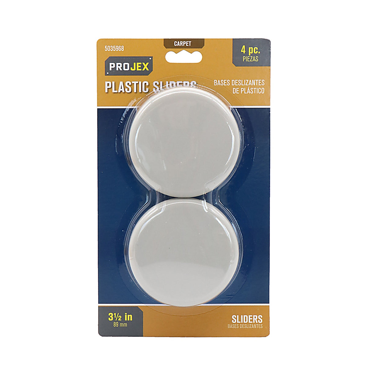 Projex - P0004 - White 3-1/2 in. Adhesive Plastic Chair Glide 4 pk