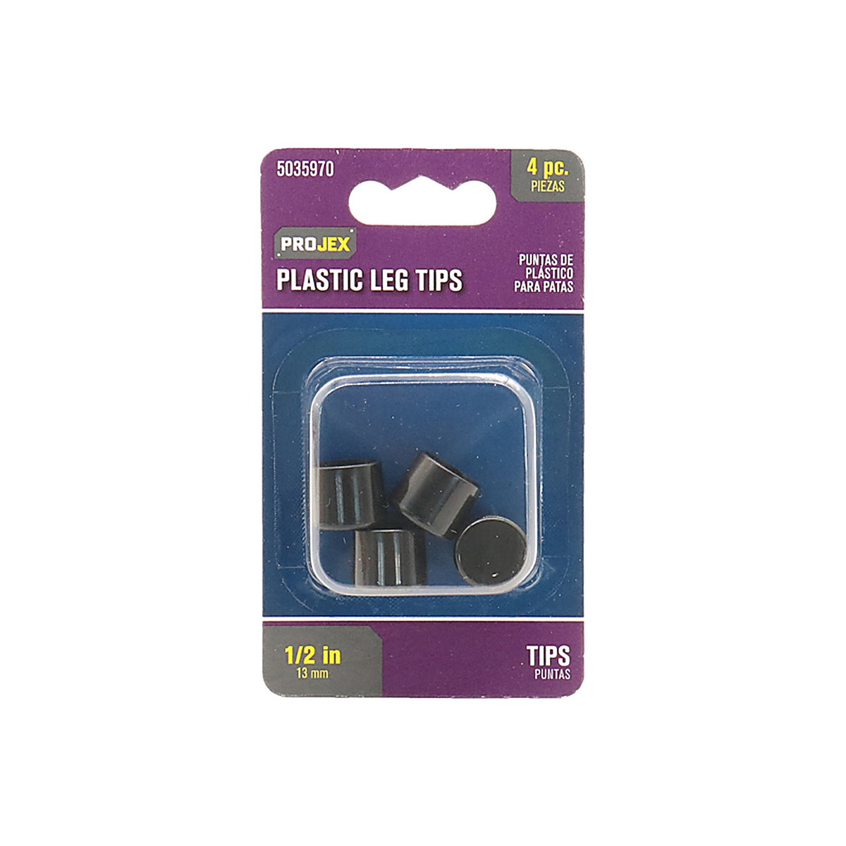Projex - P0045 - Plastic Leg Tip Black Round 1/2 in. W 4 pk