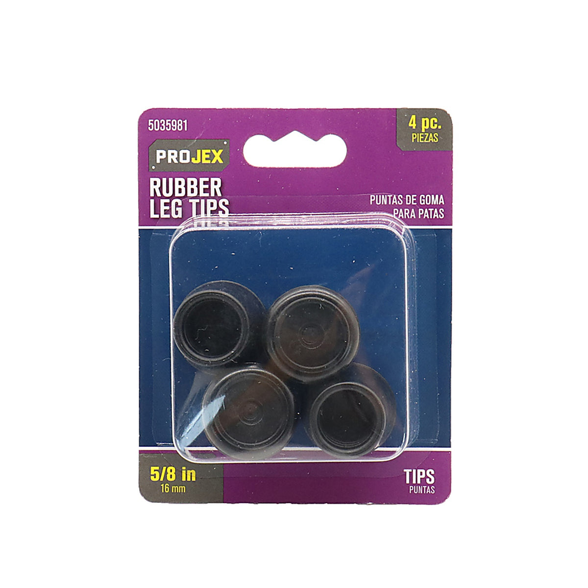 Projex - P0046 - Rubber Leg Tip Black Round 5/8 in. W 4 pk