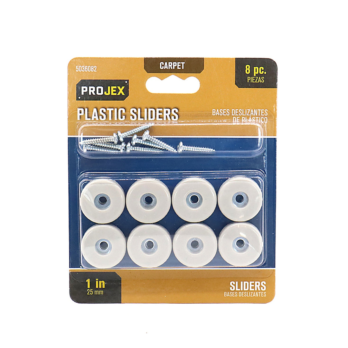Projex - P0031 - White 1 in. Screw-On Plastic Heavy Duty Glide 8 pk