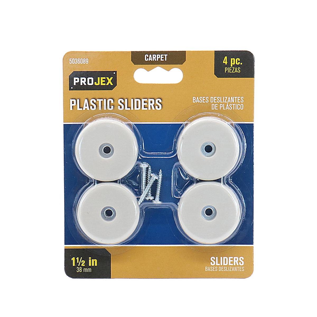 Projex - P0035 - White 1-1/2 in. Screw-On Plastic Chair Glide 4 pk